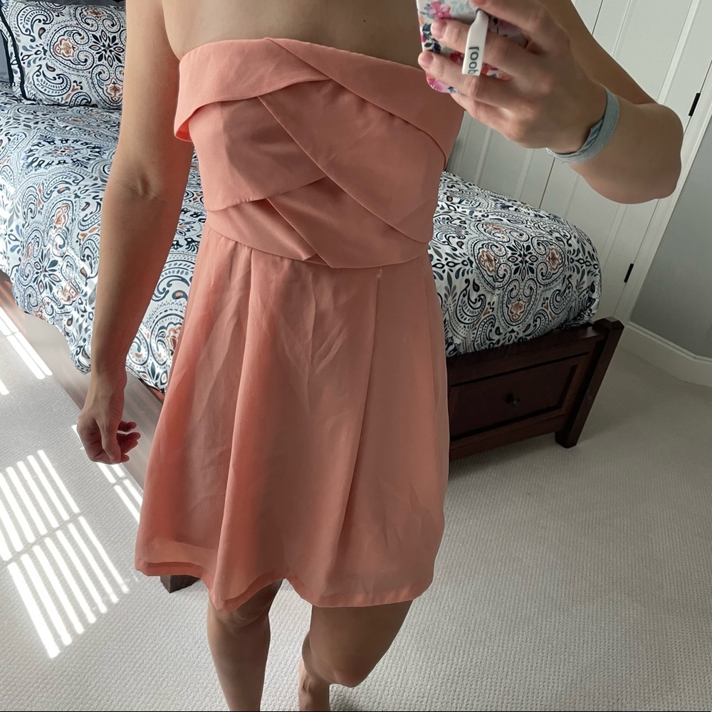 Forever 21: Coral Strapless Medium Dress
